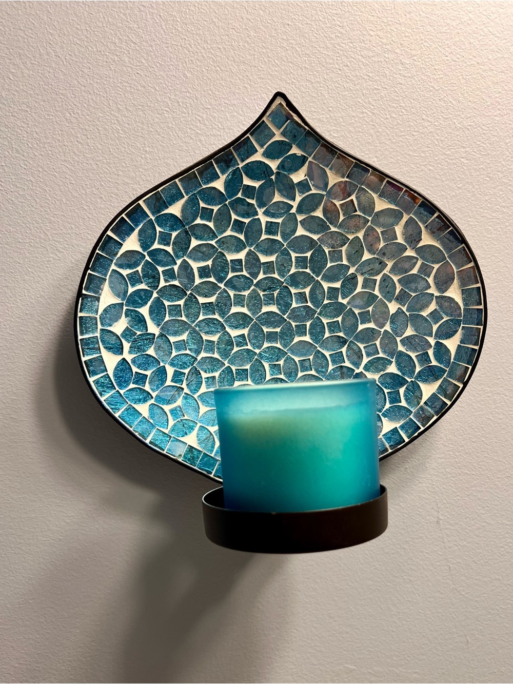 Blue Mosaic Wall Candle Sconce